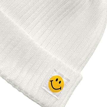 AJG Winter Beanie Hats for Women Men Smile Face Slouchy Knit Cuffed Hats Unisex Warm Beanie (1Pack-W...