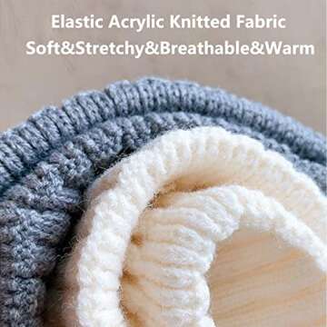 AJG Winter Beanie Hats for Women Men Smile Face Slouchy Knit Cuffed Hats Unisex Warm Beanie (1Pack-White)