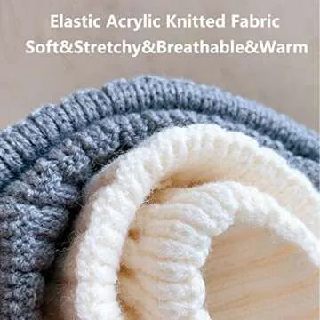 AJG Winter Beanie Hats for Women Men Smile Face Slouchy Knit Cuffed Hats Unisex Warm Beanie (1Pack-White)