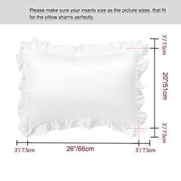 PiccoCasa Satin Pillow Cases for Hair and Skin, 2-Pack-Ruffled Pillow Shams Oxford Pillowcases Covers with Envelope Closure White Standard (20x26inch + 3inch Hem)