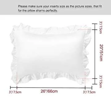 PiccoCasa Satin Pillow Cases for Hair and Skin, 2-Pack-Ruffled Pillow Shams Oxford Pillowcases Covers with Envelope Closure White Standard (20x26inch + 3inch Hem)