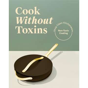 Caraway Nonstick Ceramic Sauté Pan with Lid (4.5 qt, 11.8") - Non Toxic, PTFE & PFOA Free - Oven Safe & Compatible with All Stovetops (Gas, Electric & Induction) - Black