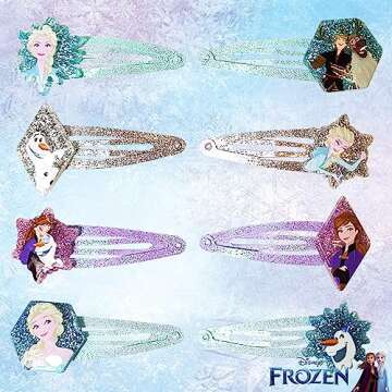 Disney Frozen Kids Hair Clips for Girls Snap Clips 8 Pack Multi Color Ages 3+