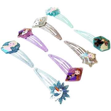 Disney Frozen Kids Hair Clips for Girls Snap Clips 8 Pack Multi Color Ages 3+