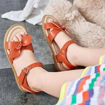 Kiderence Toddler Girls Sandals Little Girls Kids Summer Shoes Toddler Brown Sandals Size 8