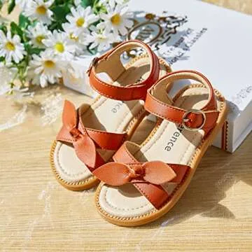 Kiderence Toddler Girls Sandals Little Girls Kids Summer Shoes Toddler Brown Sandals Size 8