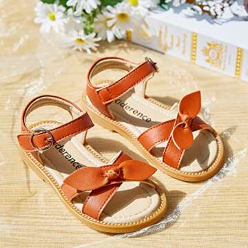 Kiderence Toddler Girls Sandals Little Girls Kids Summer Shoes Toddler Brown Sandals Size 8