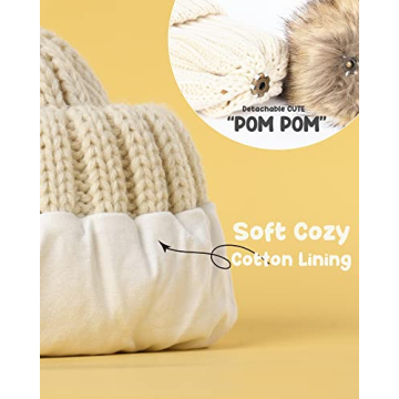 FURTALK Kids Knitted Pom Beanie Hat for Toddlers