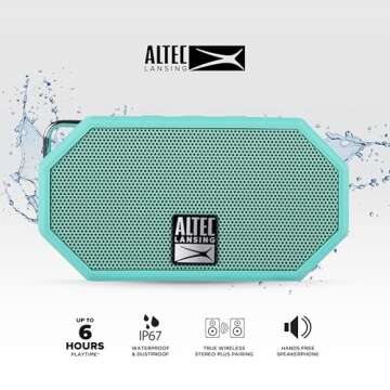 Altec Lansing Mini H2O - Waterproof Bluetooth Speaker, IP67 Certified & Floats in Water, Compact & P...