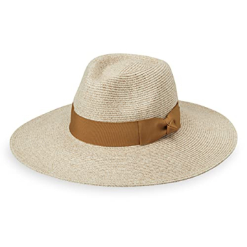 Wallaroo Hat Company Women’s St Lucia Fedora – UPF 50+, Lightweight, Wide Brim, Adjustable, Travel Friendly, Packable, Designed in Australia, Mixed Beige