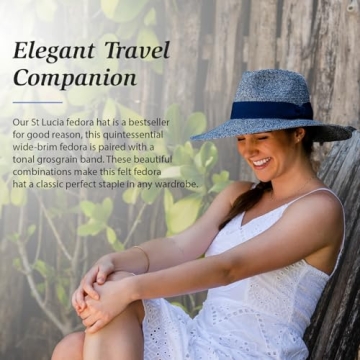 Wallaroo Hat Company Women’s St Lucia Fedora – UPF 50+, Lightweight, Wide Brim, Adjustable, Travel Friendly, Packable, Designed in Australia, Mixed Beige