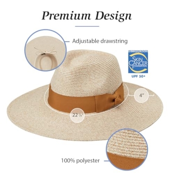 Wallaroo Hat Company Women’s St Lucia Fedora – UPF 50+, Lightweight, Wide Brim, Adjustable, Travel Friendly, Packable, Designed in Australia, Mixed Beige
