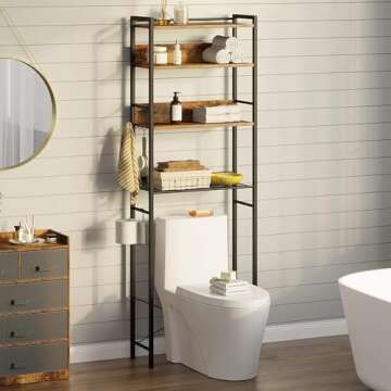 Rolanstar Over The Toilet Storage 4-Tier, Freestanding Bathroom Organizer, Sturdy Behind Toilet Rack...