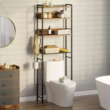 Rolanstar Over The Toilet Storage 4-Tier, Freestanding Bathroom Organizer, Sturdy Behind Toilet Rack...