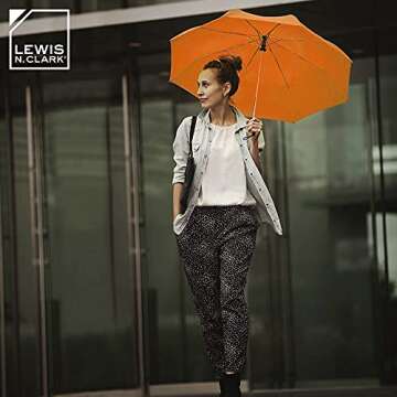 Lewis N. Clark Windproof Travel Umbrella – Orange
