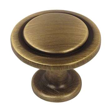 Cosmas 25 Pack 5560BAB Brushed Antique Brass Cabinet Hardware Round Knob - 1-1/4" Diameter