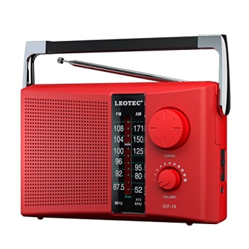 LEOTEC Portable AM FM Radio with Big Speaker & Clear Sound for Elderly & Outdoors