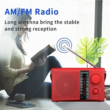 LEOTEC Portable AM FM Radio Big Speaker Clear Sound