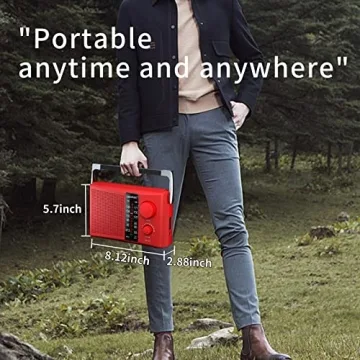 LEOTEC Portable AM FM Radio Big Speaker Clear Sound