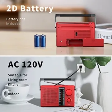 LEOTEC Portable AM FM Radio Big Speaker Clear Sound