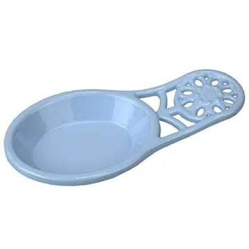 Home Basics Sunflower Cast Iron Spoon Rest for Cooking Utensil, Ladle, Spatula Holder for Kitchen Countertop, Stovetop, Dinning Table, Light Blue