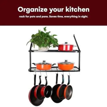 Vdomus Hanging Pot and Pan Organizer - Rustproof Wall Mounted Pot Rack for Kitchen Storage - Durable...