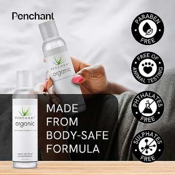 Penchant Organic Aloe Vera Lube - Personal Lubricafication for Women and Men, Water Resistant Sex Lube, Natural Moisturizing Lubricant Gel for Couples, Made Without Paraben and Glycerin 8oz