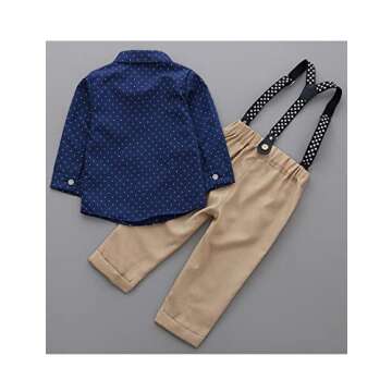 HeMarIsle Baby Toddler Boy Formal Gentleman Suits,Dress Shirt With Bowtie+Suspender Pants Dressy Out...
