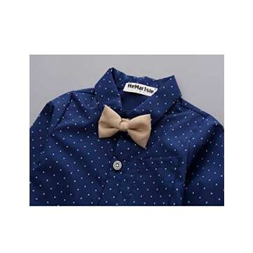 HeMarIsle Baby Toddler Boy Formal Gentleman Suits,Dress Shirt With Bowtie+Suspender Pants Dressy Outfit (Blue Star, 3T)