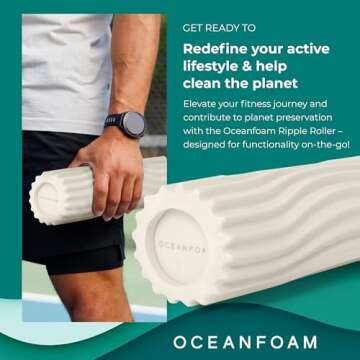 Oceanfoam Ripple Roller - Muscle Massage Foam Roller for Back Pain & Stretching - Travel Size (11" x...