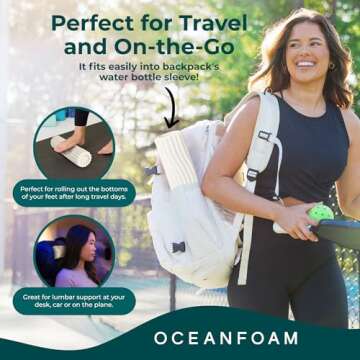 Oceanfoam Ripple Roller - Muscle Massage Foam Roller for Back Pain & Stretching - Travel Size (11" x 3.35") Firm & Ergonomic Wave Textured - Yoga, Athletics, & Wellness (Natural)