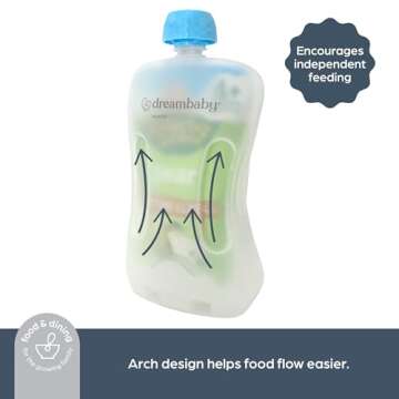 Dreambaby Pouch Pal Self-Feeding Baby Food Pouch Holder - No Squeeze, No Spill, No Mess Reusable Container for Baby Led Weaning