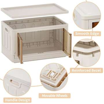 HAIXIN Plastic Storage Bins with Clear Door & Lid, 100Qt Large Capacity Folding Storage Bins for Craft and Home Storage, Stackable Storage Box with Wheels, Dorm Room Essentials (3 Pack)