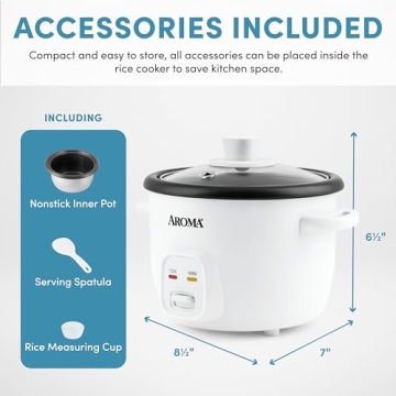 Aroma Housewares 4-Cup Rice Grain Cooker Compact Efficient