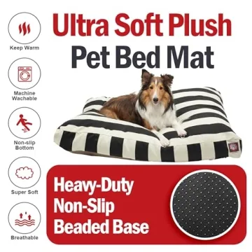 Majestic Pet Rectangle Large Dog Bed Washable – Non Slip Comfy Pet Bed – Dog Crate Bed with Removable Washable Cover – Dog Kennel Bed for Sleeping - Dog Bed Large Breed 44x36x5 Inch – Black