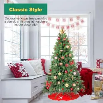 7FT Artificial Christmas Tree, Green Holiday Christmas Tree 2748 Tips, Unlit Xmas Tree,Party Decoration,PVC PE Mixed Branch Tips and Reinforced Metal Base & Easy Assembly