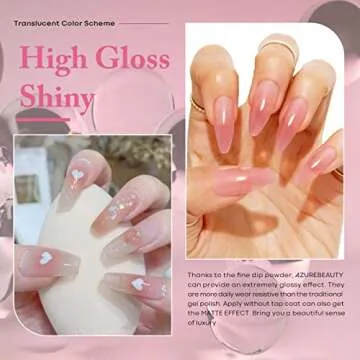 AZUREBEAUTY Dip Powder Set 6 Pcs Translucent Nude Pink Sheer Color, Natural Clear Dipping Powder Milky Jelly Effect French Nail Art Starter Manicure Salon DIY at Home