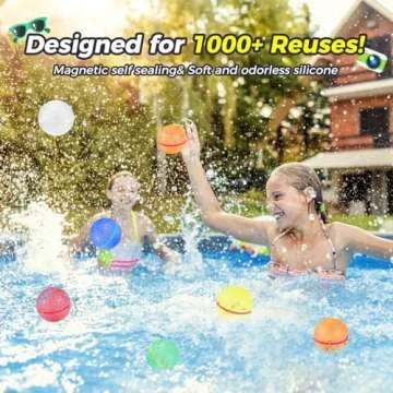 Reusable Water Balloons For Kids, 12pcs Magnetic Self-Sealing Water Balloons, Pool Beach Water Toys ...