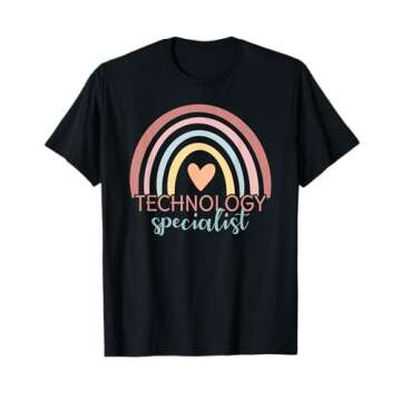 Boho Rainbow STEM Teacher Tech Squad Technology Specialist T-Shirt