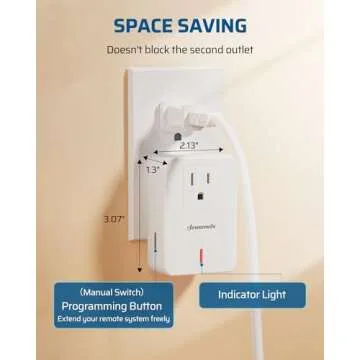 DEWENWILS Remote Control Outlet Wireless Wall Mounted Light Switch, Electrical Plug in On Off Power Switch for Lamp, No Wiring,100 Feet RF Range, ETL Listed,Programmable