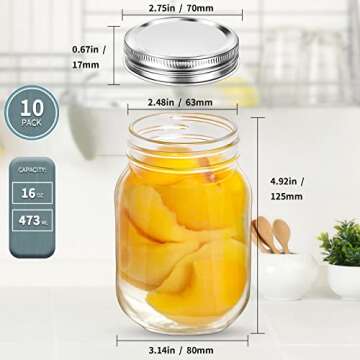 Mason Jars 16 OZ, AIVIKI 12 Pack Regular Mouth Glass Canning Jars with Silver Metal Airtight Lids an...
