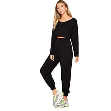 SweatyRocks Women's Crop Top and Joggers Set - Stylish Comfort