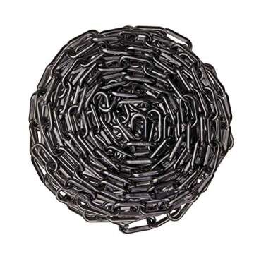 US Weight (Made in USA) 2" x 25' Black Plastic Safety Chain ft. SunShield UV Resistant Technology