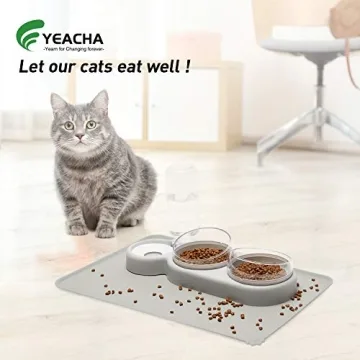 YEACHA Elevated Cat Bowls Set with Automatic Water Dispenser
