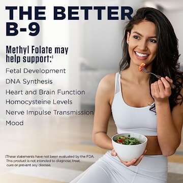 KAL Methyl Folate 400 mcg DFE, 5-MTHF Active Form Vitamin B9, Folic Acid Supplement, Heart Health, Prenatal, Mood and Brain Support, Fast Dissolving ActivTab, 60-Day Guarantee, 90 Servings, 90 Tablets