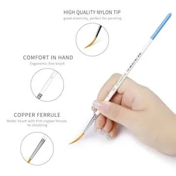 XDT#830 Rigger Artist Paint Brush 6 Piece Set Extra Long Fine Point Liner Tip #000#00#0#1#2#3, Scale Models Nail Acrylic Oil Watercolor