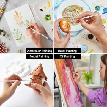 XDT#830 Rigger Artist Paint Brush 6 Piece Set Extra Long Fine Point Liner Tip #000#00#0#1#2#3, Scale Models Nail Acrylic Oil Watercolor