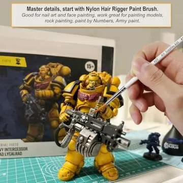 XDT#830 Rigger Artist Paint Brush 6 Piece Set Extra Long Fine Point Liner Tip #000#00#0#1#2#3, Scale Models Nail Acrylic Oil Watercolor