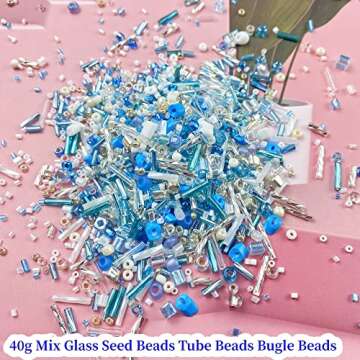 40g Blue Silver Glass Seed Beads for DIY Jewelry Making