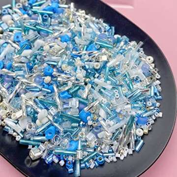 40g Blue Silver Glass Seed Beads for DIY Jewelry Making